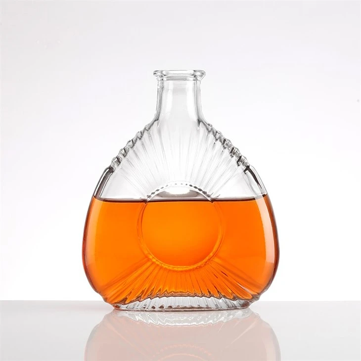 Empty Transparent Triangular Glass Bottle With Golden Cap