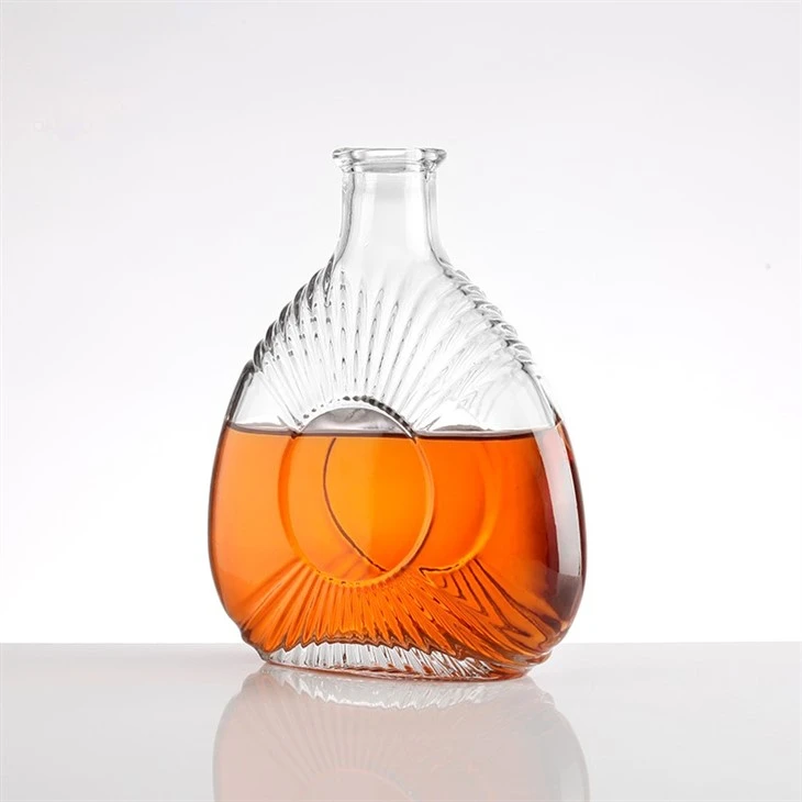 Empty Transparent Triangular Glass Bottle With Golden Cap