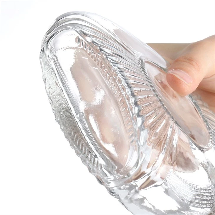 Empty Transparent Triangular Glass Bottle With Golden Cap