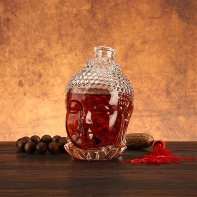 Hot Sale Boeddha hoofd speciale glazen fles 700 ML